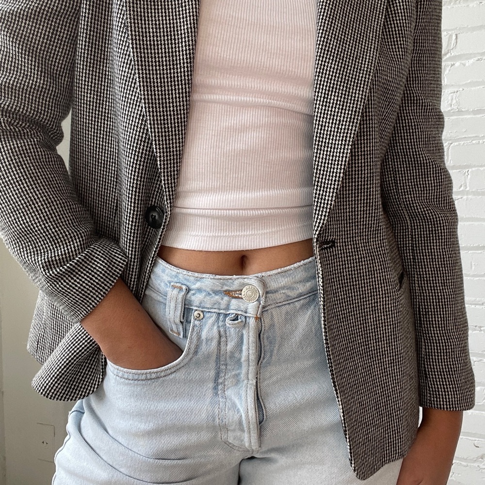 Vintage 80s Joan Leslie Tweed Single Breasted Blazer - Picture 5 of 8